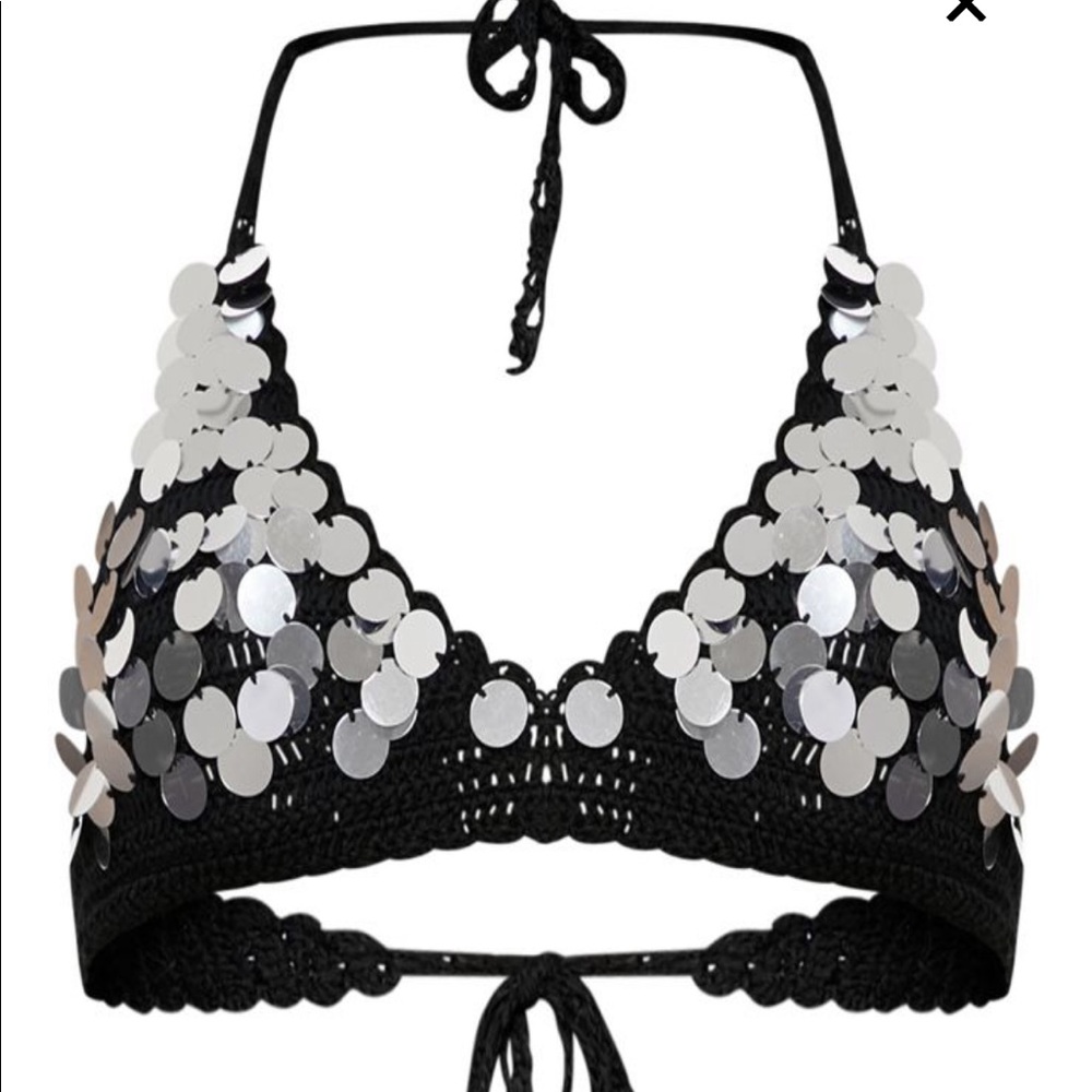 Silver Sequin Knit Bralet. Size M.